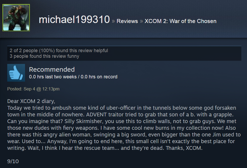 Illustration for article titled XCOM 2: War Of The Chosen, As Told By Steam Reviews